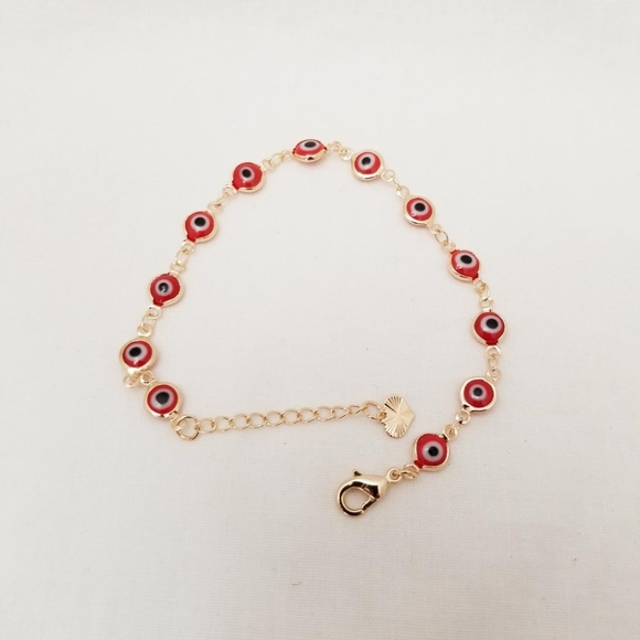Red Evil Eye Protection Bracelet.  14K Rose Gold Plated.  New - Picture 4 of 4
